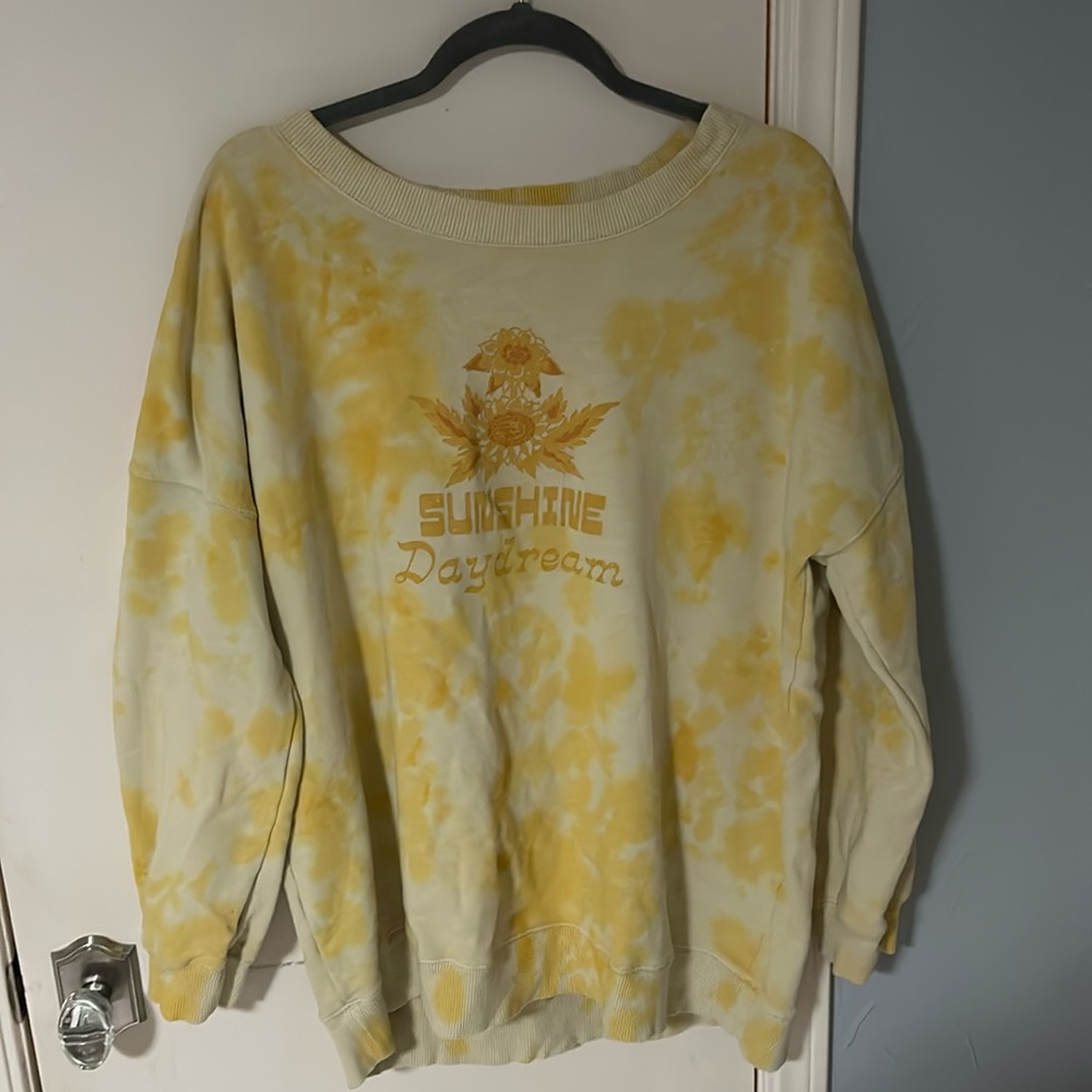 Anthropologie Yellow Tie-dye Crewneck